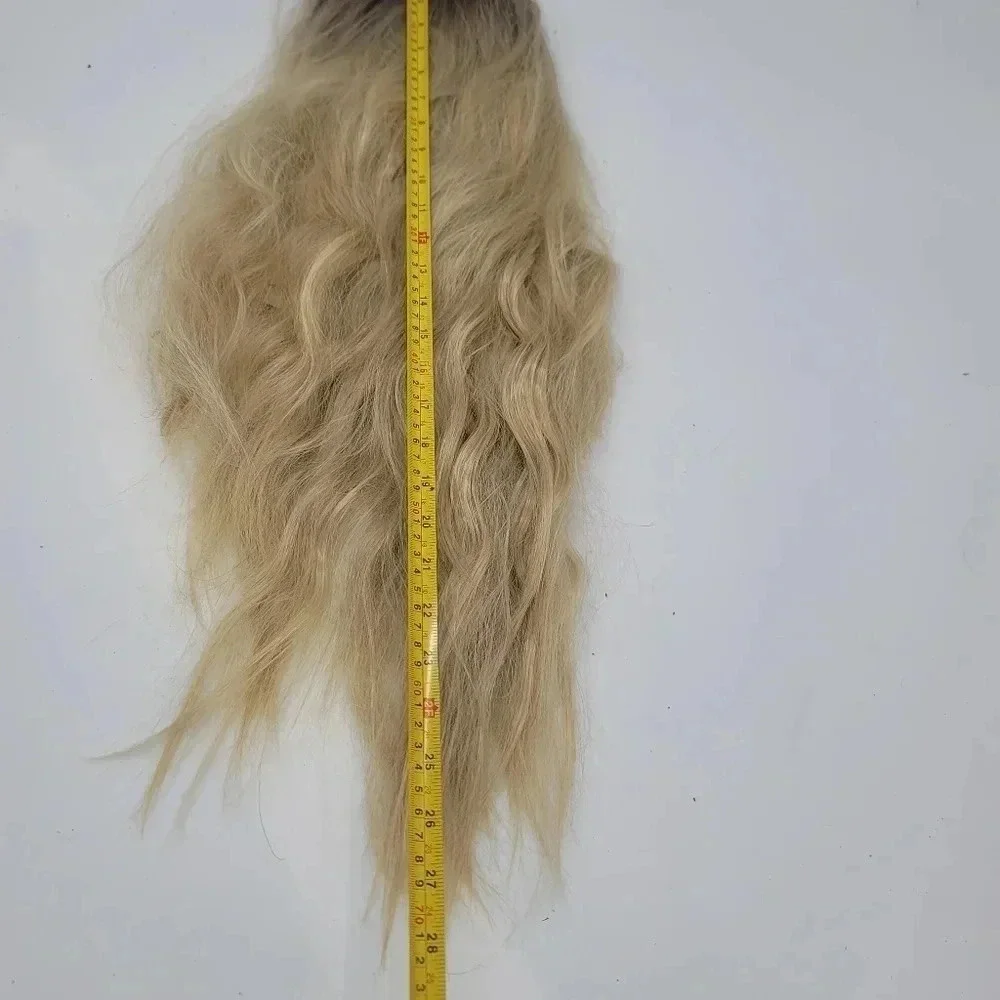 aSulis Natural Long Wavy Curly Wig Dark Roots Ombre Ash Blonde Wig Synthetic 28